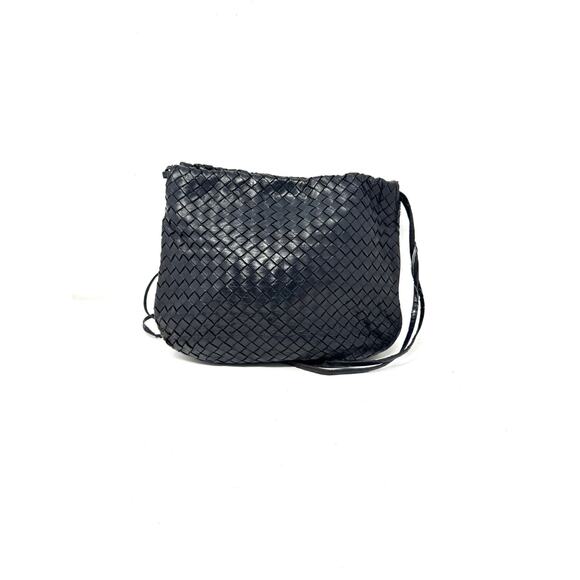 Bottega Veneta Intrecciato Messenger Vintage Black Leather Crossbody Bag - Picture 1 of 13